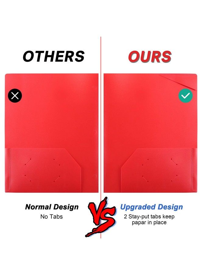 6 Pack 2Pocket Folders With Labels Heavy Duty Plastic Folders With Pockets Plastic Pocket Folders With Business Card Slot Letter Size Poly Two Pocket Folder Colored School Folders For Kids