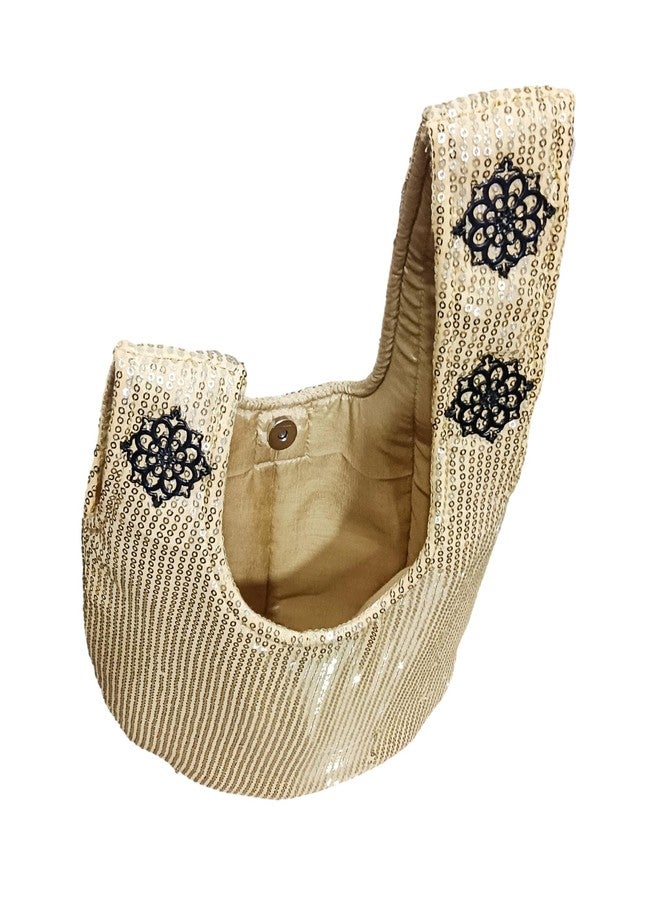 athizay Ethnic Handbags for Women Sequin work artisan potli bags Handcrafted Self Design (Golden,Black) - Image 5