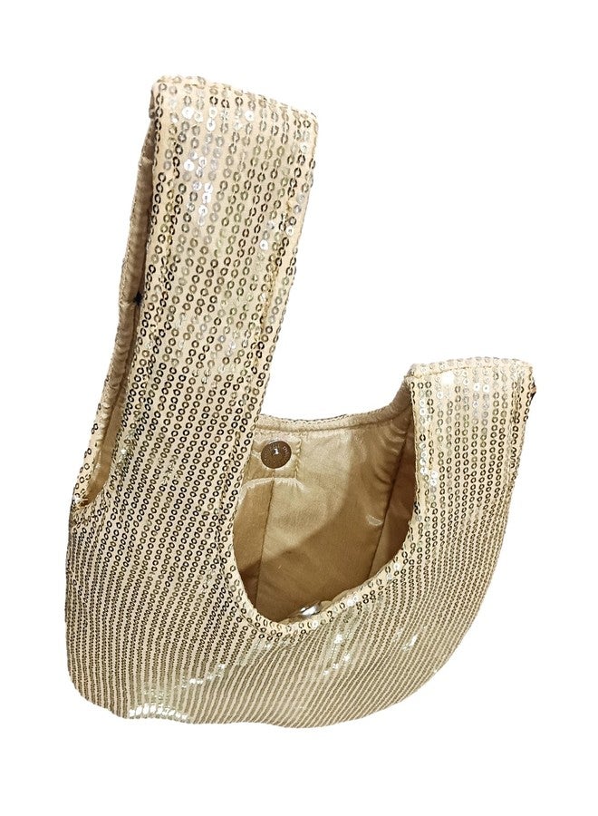 athizay Ethnic Handbags for Women Sequin work artisan potli bags Handcrafted Self Design (Golden,Black) - Image 3