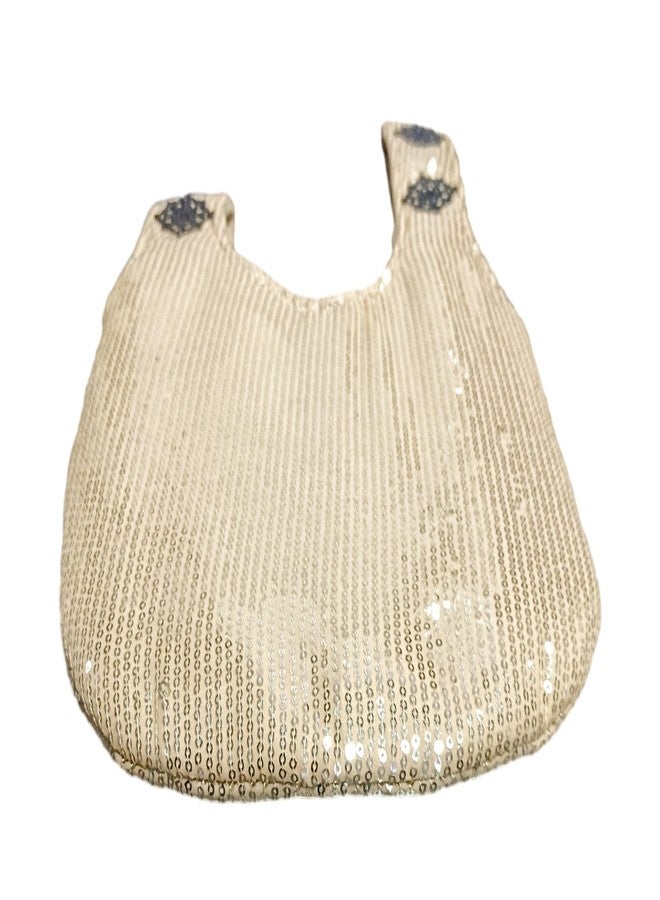 athizay Ethnic Handbags for Women Sequin work artisan potli bags Handcrafted Self Design (Golden,Black) - Image 4