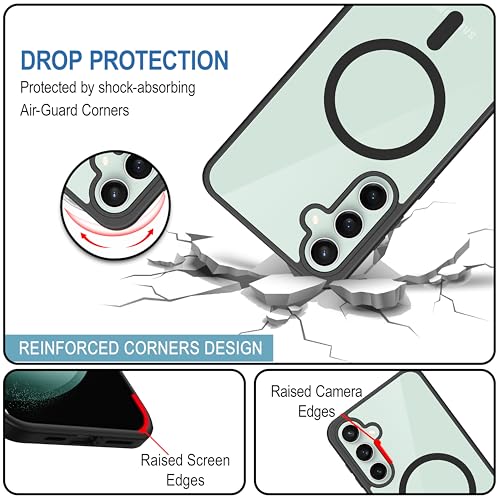CEDO Magfit Backcover for Samsung Galaxy S23 FE (5G) | Mag-Safe Wireless Charging | Designed with Magnetic Lock Shockproof Phone Bumper Transparent Back Case Cover (Black) - Image 5