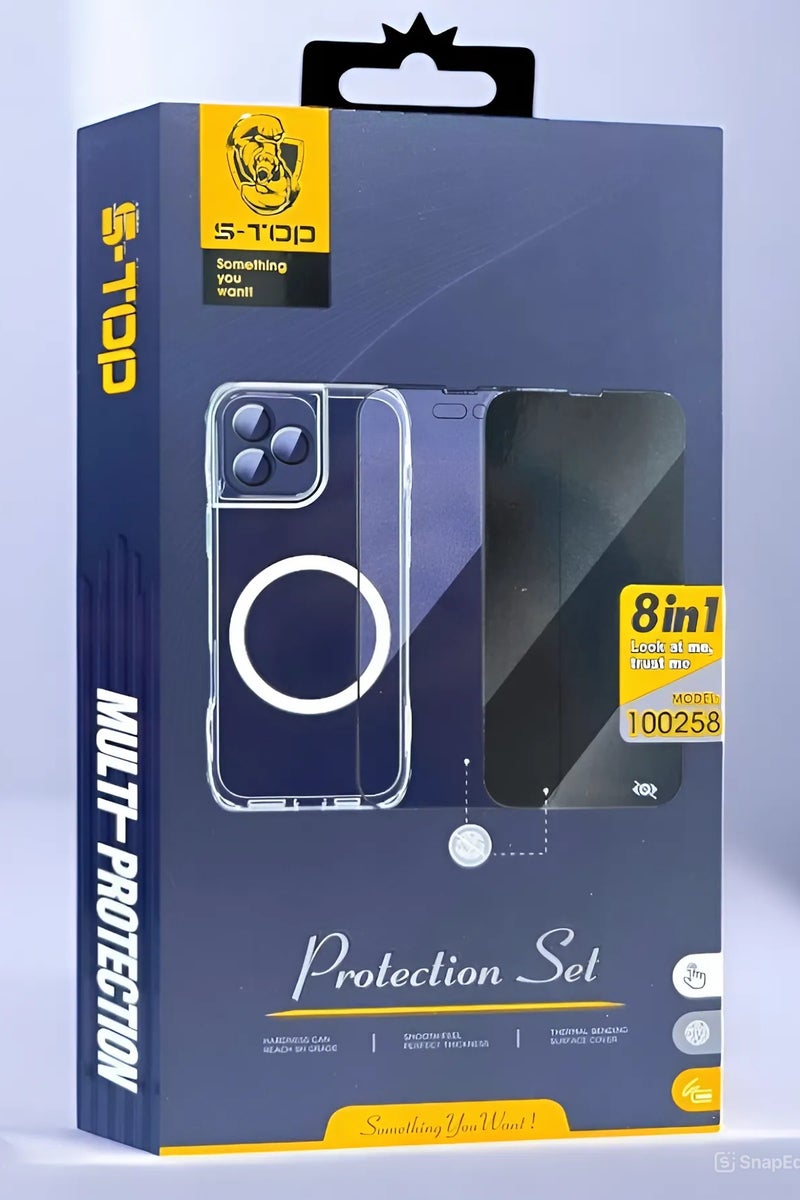 S-TOP Full protection package for iPhone 16, with a privacy screen protector and a case that supports wireless charging (MagSafe). Complete protection for your device against scratches and drops (8in1). The new and original package from S-TOP. - Image 1