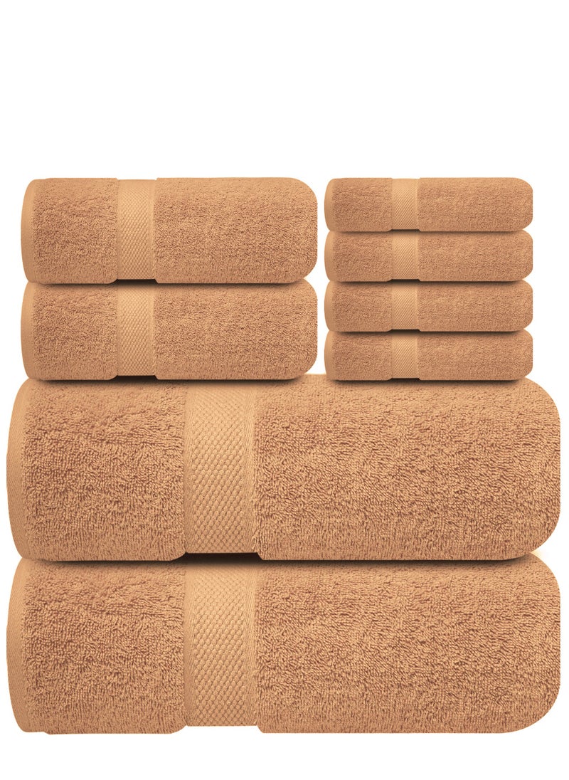 Infinitee Xclusives Premium Sand Bath Towels Set - [Pack of 8] 100% Cotton Highly Absorbent 2 Bath Towels, 2 Hand Towels and 4 Washcloths - Luxury Hotel & Spa Quality Bath Towels for Bathroom by Infinitee Xclusives  - Image 1