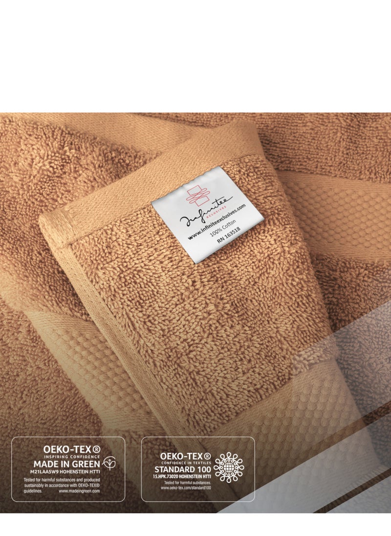 Infinitee Xclusives Premium Sand Bath Towels Set - [Pack of 8] 100% Cotton Highly Absorbent 2 Bath Towels, 2 Hand Towels and 4 Washcloths - Luxury Hotel & Spa Quality Bath Towels for Bathroom by Infinitee Xclusives  - Image 5
