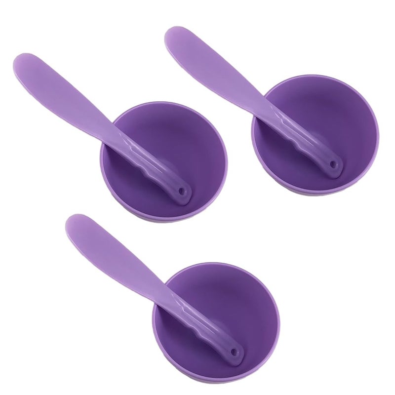 lasenersm 3 Sets Rubber Facial Mask Mixing Bowl With Plastic Spatula Facemask Bowl Mud Mask Mixing Bowl DIY Skin Care Mixing Tool Kit for Lady Women Home Beauty Salon Use Purple
