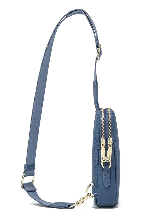 INICAT Leather Small Sling Bag Travel Crossbody Bags Women Fanny Packs Cross Body Bag Purses for Woman(Dark Blue) - Image 2