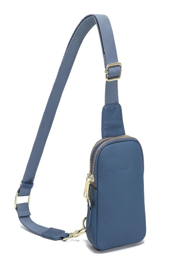 INICAT Leather Small Sling Bag Travel Crossbody Bags Women Fanny Packs Cross Body Bag Purses for Woman(Dark Blue) - Image 1