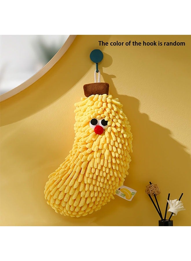 HOMESTAR Banana Shaped Hand Towel, Water Absorbing Soft Creative Hanging Bathroom Towel with Hooks, Suitable for Kitchen, Dining Room, Bathroom, Home ﻿ - Image 1