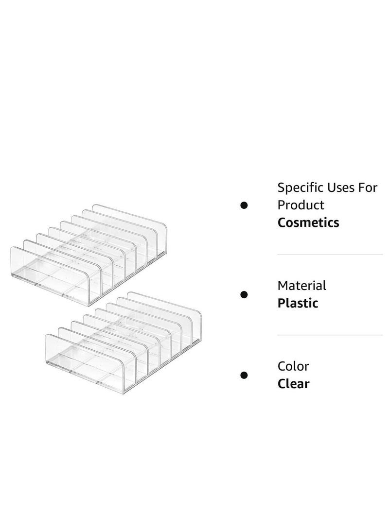 Captaintech 2 Pack BPA-Free Plastic Eyeshadow Palette Makeup Organizer, 7 Section Divided Acrylic Make Up Pallet Storage Holder Cosmetic Eye Shadow Display Stand Rack -Clear - Image 3