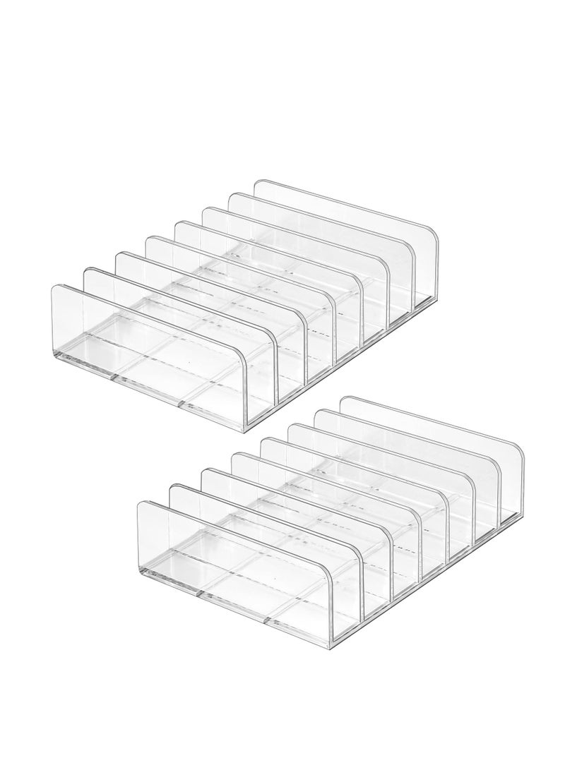 Captaintech 2 Pack BPA-Free Plastic Eyeshadow Palette Makeup Organizer, 7 Section Divided Acrylic Make Up Pallet Storage Holder Cosmetic Eye Shadow Display Stand Rack -Clear - Image 1