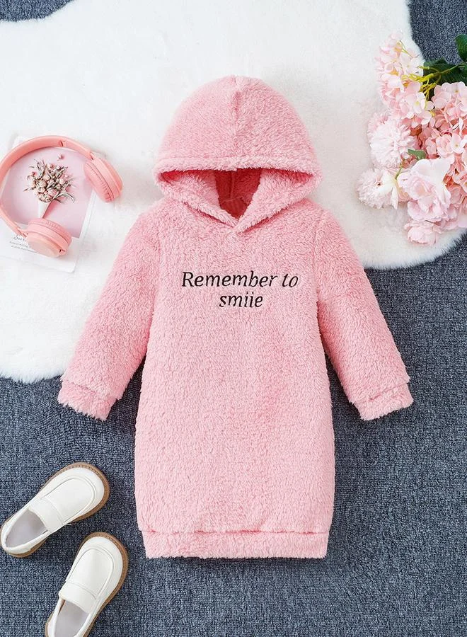 Take Two Take Two Girl's Furry Slogan Print Long Sleeve Hoodie Dress