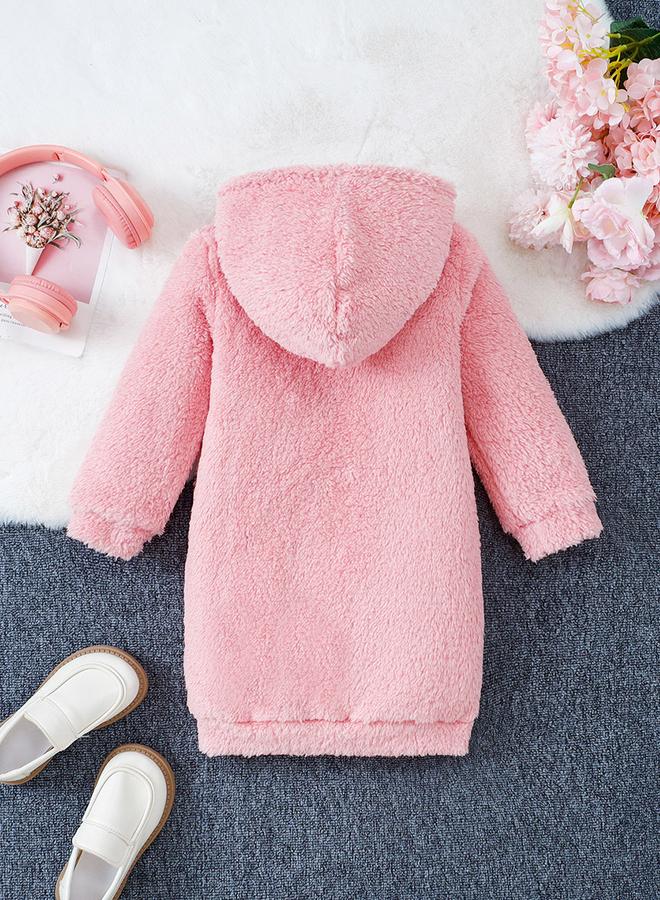 Take Two Girl's Furry Slogan Print Long Sleeve Hoodie Dress - Image 2