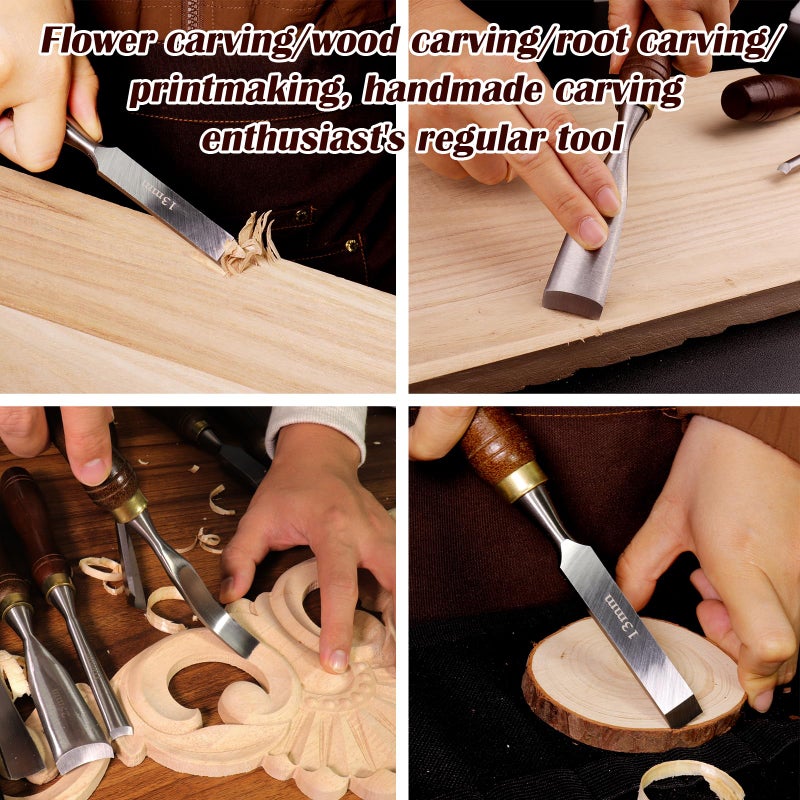 LWCUSNJ 12-Piece Wood Carving Chisel Set - CR-V 60 Steel Multi-Shape Edge Gouges Carving tool for Woodworking Beginners and Professionals with Storage Case - Image 5