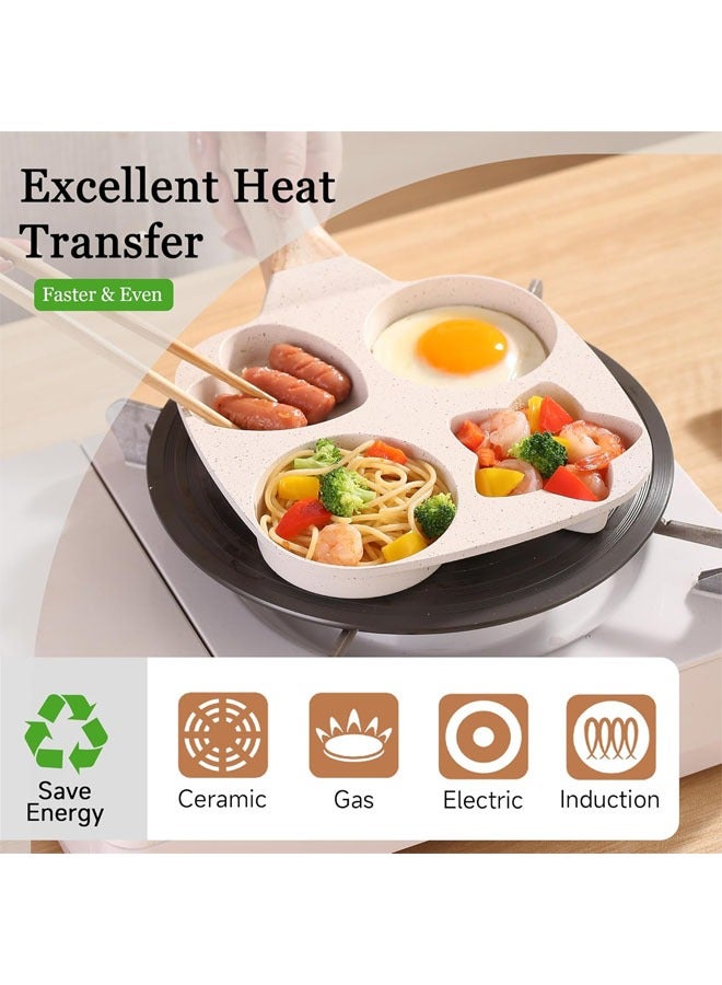 Hihonor 4-Cup Nonstick Omelette Pan, Aluminum, PFOA Free, Suitable for Gas and Induction Stoves, Easy to Clean, Detachable Bakelite Handle, Fun Shape for Breakfast - Image 2