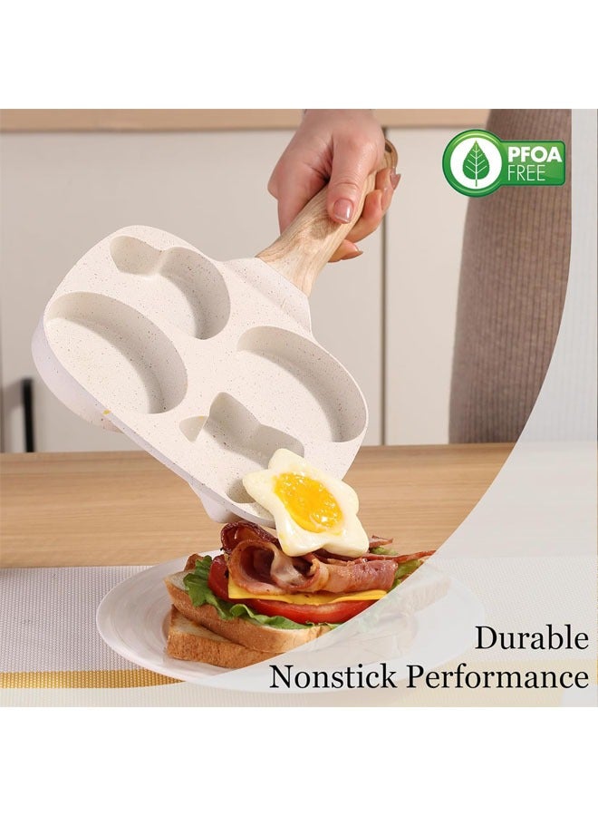 Hihonor 4-Cup Nonstick Omelette Pan, Aluminum, PFOA Free, Suitable for Gas and Induction Stoves, Easy to Clean, Detachable Bakelite Handle, Fun Shape for Breakfast - Image 3