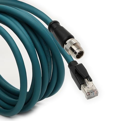 DRRI M12 X-Coded 8 Pin to RJ45 Gigabit Ethernet Interface Cat 7e Shielded Cable for Cognex in-Sight Series Industrial Cameras | Barcode Scanners (1M) - Image 2