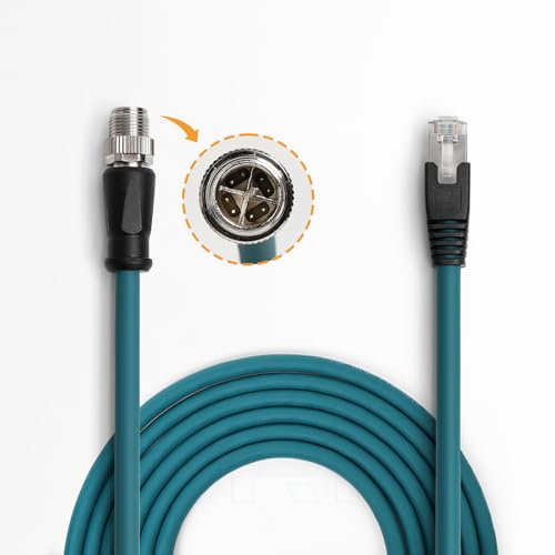 DRRI M12 X-Coded 8 Pin to RJ45 Gigabit Ethernet Interface Cat 7e Shielded Cable for Cognex in-Sight Series Industrial Cameras | Barcode Scanners (1M) - Image 3
