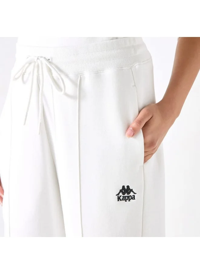 Kappa Kappa Solid Wide Leg Track Pants with Drawstring Closure and Pockets