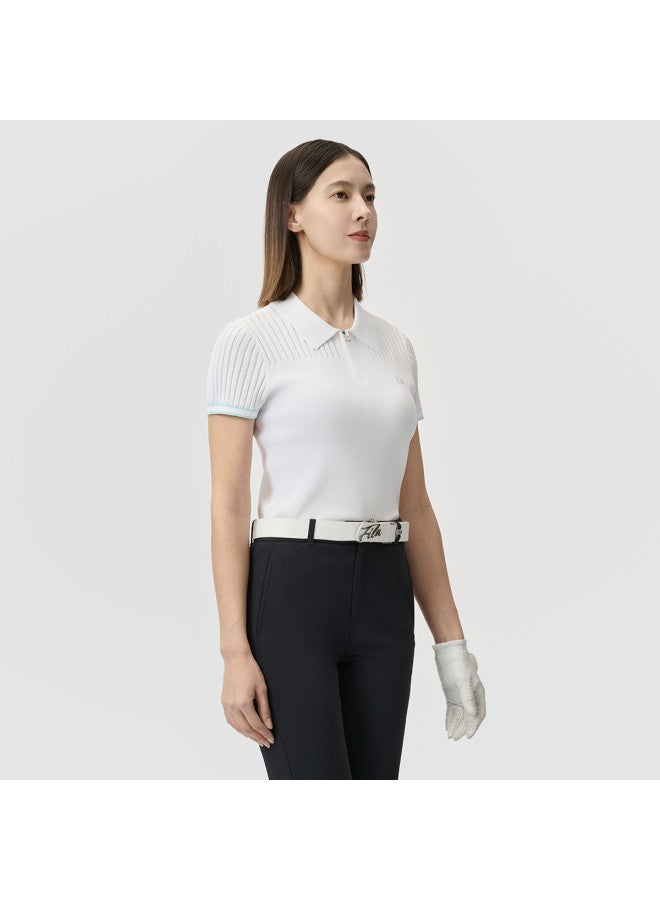 FILA Women'S Sport Knitted Top Ladies Slim Fit Simple Comfortable Versatile Short Sleeve Knitted Shirt - Image 5