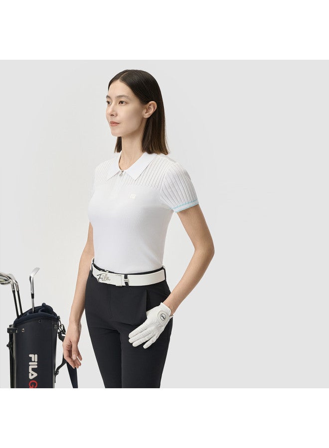 FILA Women'S Sport Knitted Top Ladies Slim Fit Simple Comfortable Versatile Short Sleeve Knitted Shirt - Image 3