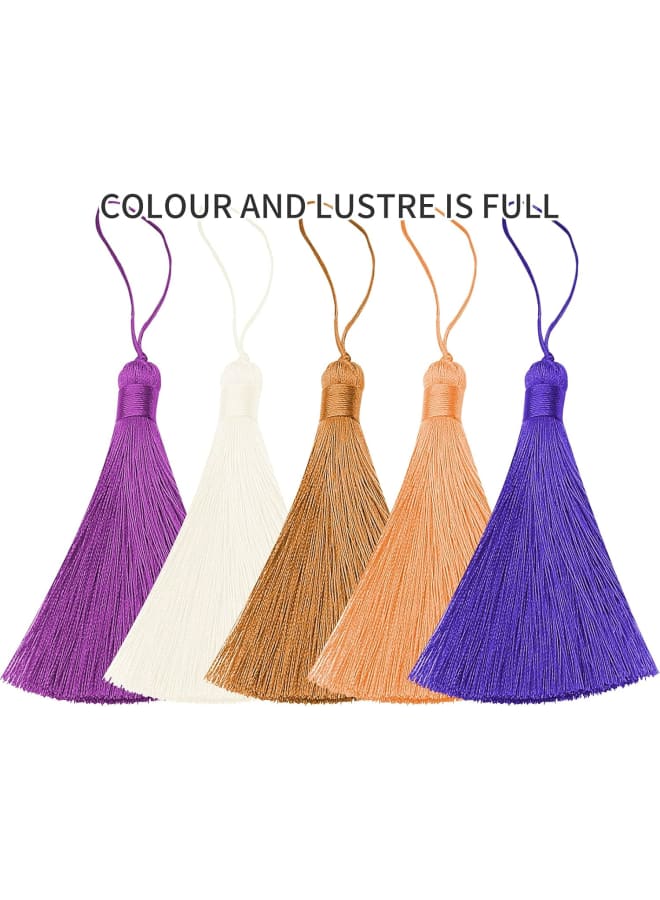10 Pcs Mini Tassels with Cord Loop, 6 Inch Handmade Smooth Tassels for Jewelry Making, Use for Making Earrings, Necklaces, Hanging Decorations, Book Marks, Phone Decorations, Graduation Hats, Wallets,  - Image 4
