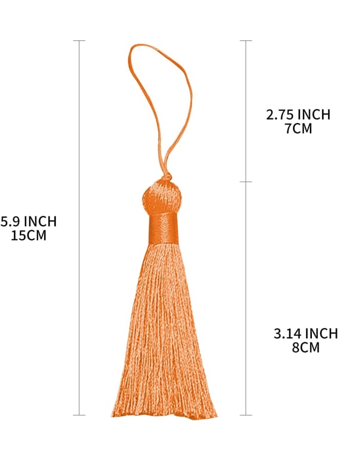 10 Pcs Mini Tassels with Cord Loop, 6 Inch Handmade Smooth Tassels for Jewelry Making, Use for Making Earrings, Necklaces, Hanging Decorations, Book Marks, Phone Decorations, Graduation Hats, Wallets,  - Image 2