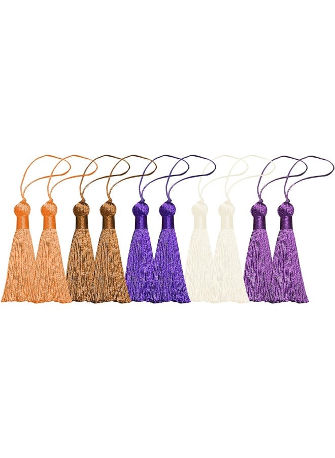 10 Pcs Mini Tassels with Cord Loop, 6 Inch Handmade Smooth Tassels for Jewelry Making, Use for Making Earrings, Necklaces, Hanging Decorations, Book Marks, Phone Decorations, Graduation Hats, Wallets,  - Image 1