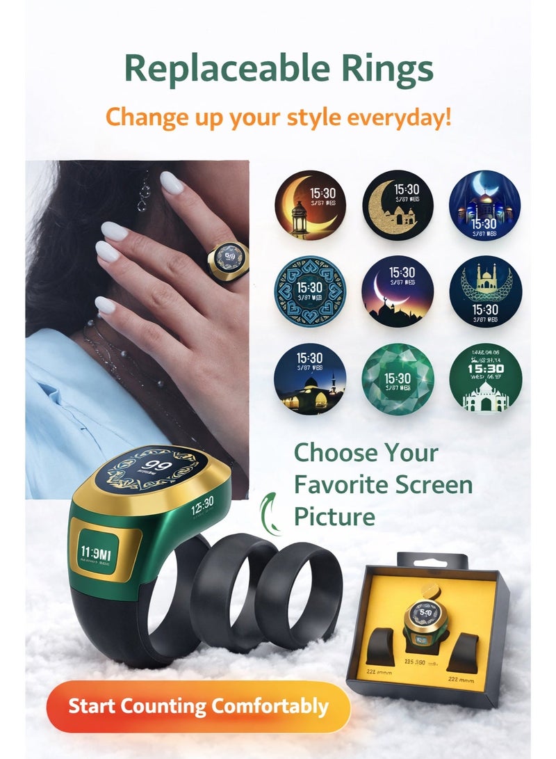 Tasbeeh Tasbih S6 Smart Digital Ring Counter with Color Screen, Prayer Reminder & Mobile App Support - Image 4