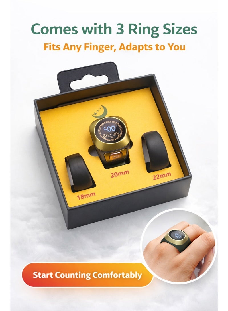 Tasbeeh Tasbih S6 Smart Digital Ring Counter with Color Screen, Prayer Reminder & Mobile App Support - Image 2