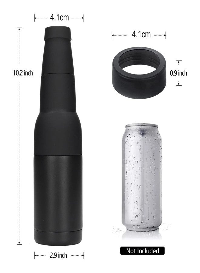 ZERONE Double-Walled Stainless Steel Beer Bottle and Can Cooler, 12oz, Black with Silicone Non-Slip Bottom, Built-in Bottle Opener - Image 4