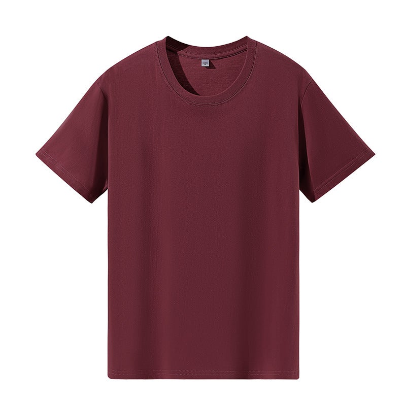 Summer New Style 100 Cotton Round Neck Short-Sleeved T-Shirt for Men and Women, Work Clothes, Team Class Uniforms, Printed Logo Tops Burgundy