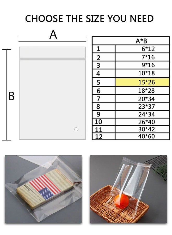 HAWAWA Clear Cellophane Bags Plastic Self Sealing OPP Cellophane Poly Bags Self Adhesive Plastic Bags for Packing Products, Clothes, jewelry，Small Business 15x26cm 200pcs  - Image 4