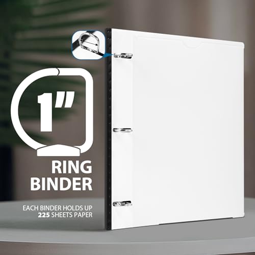 WOT I 1 Inch Telescoping 3 Ring Binder 4 Pack, Expandable Flexible Binder with Customizable Front Cover & Clear Catalog Pocket, Holds 225 Sheets, School Office Supplies, Black+White - Image 5