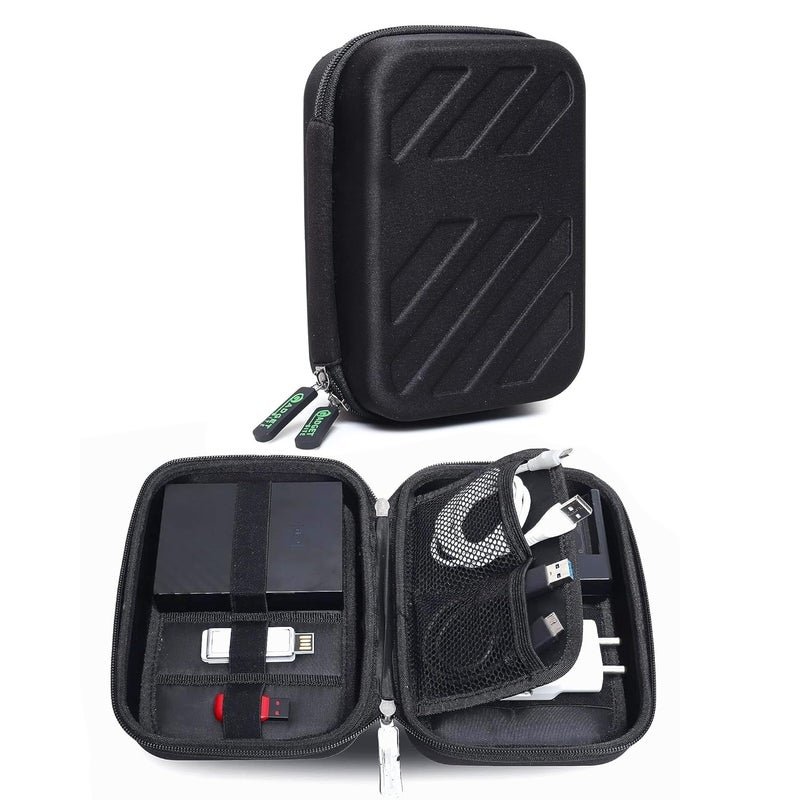 GadgetBite EVA Organiser Portable Pouch for Electronic Accessories USB Cables, Power Bank, Battery, Hard Drive, SD Memory Card, Earphones, Travel Gadgets & Organiser Rugged Travel Friendly Black - Image 1