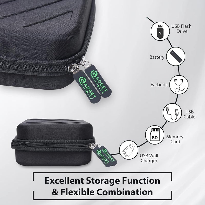 GadgetBite EVA Organiser Portable Pouch for Electronic Accessories USB Cables, Power Bank, Battery, Hard Drive, SD Memory Card, Earphones, Travel Gadgets & Organiser Rugged Travel Friendly Black - Image 2