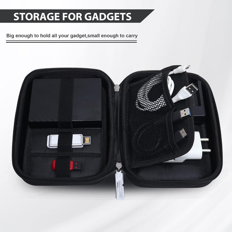 GadgetBite EVA Organiser Portable Pouch for Electronic Accessories USB Cables, Power Bank, Battery, Hard Drive, SD Memory Card, Earphones, Travel Gadgets & Organiser Rugged Travel Friendly Black - Image 4
