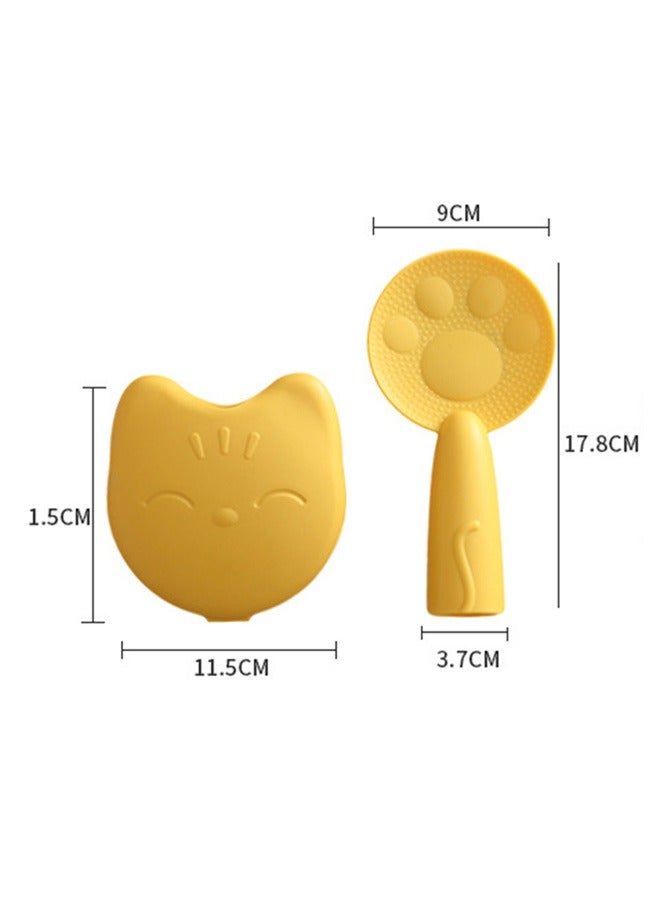 Cat Claw Non Stick Rice Spoon Set, Food Grade PP Standable Rice Scooper, Household Rice Cooker Rice Spoon with Holder Spoon Box (Yellow) - Image 2