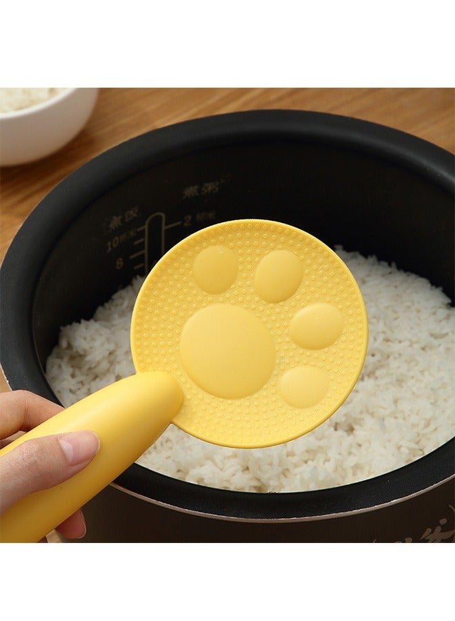 Cat Claw Non Stick Rice Spoon Set, Food Grade PP Standable Rice Scooper, Household Rice Cooker Rice Spoon with Holder Spoon Box (Yellow) - Image 5