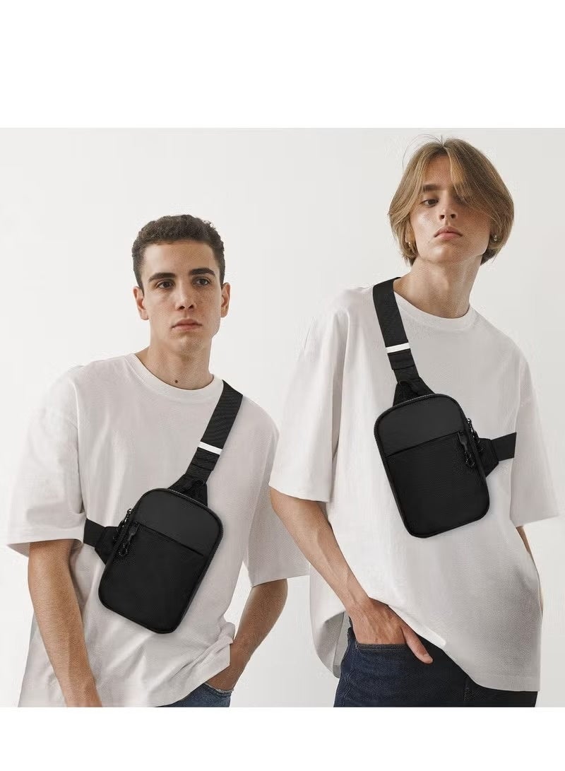 Small Sling Bag for Men Waterproof Crossbody Fanny Packs Purses Chest Bags with Adjustable Shoulder Belt for Travel Sport Camping(Black) - Image 5