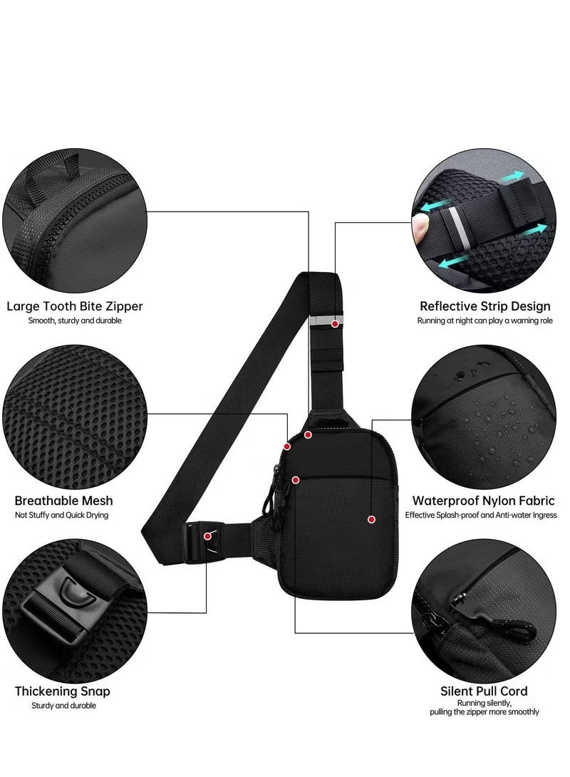 Small Sling Bag for Men Waterproof Crossbody Fanny Packs Purses Chest Bags with Adjustable Shoulder Belt for Travel Sport Camping(Black) - Image 4
