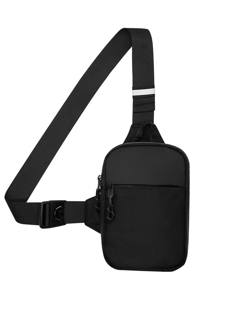 Small Sling Bag for Men Waterproof Crossbody Fanny Packs Purses Chest Bags with Adjustable Shoulder Belt for Travel Sport Camping(Black) - Image 1