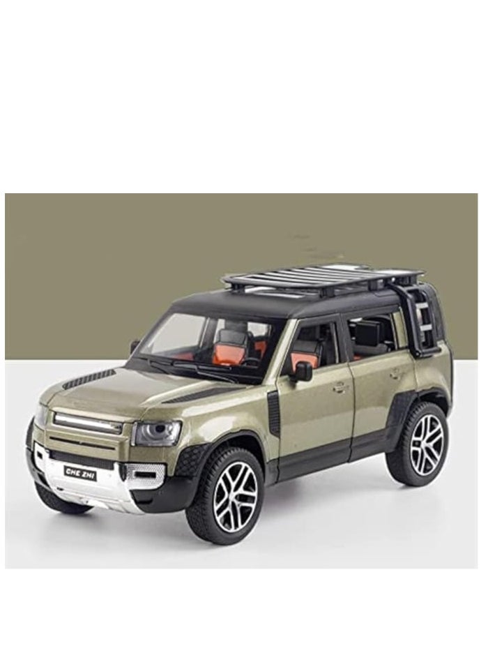 FUSIONPULSE 1:24 Scale Land Rover Defender Toy Cars, Diecast Model Luxury Metal Car Collection, Zinc Alloy Pull Back with Front and Back Lights and Sound, Open Doors  - Image 1