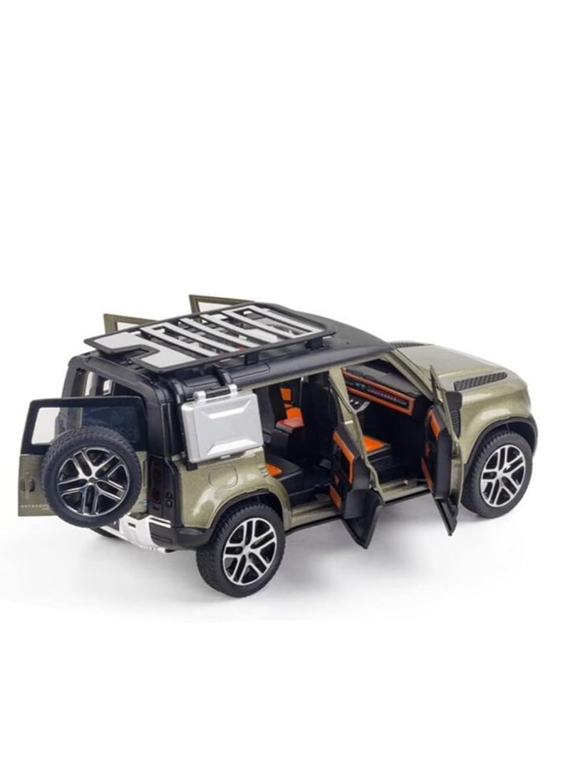 FUSIONPULSE 1:24 Scale Land Rover Defender Toy Cars, Diecast Model Luxury Metal Car Collection, Zinc Alloy Pull Back with Front and Back Lights and Sound, Open Doors  - Image 3