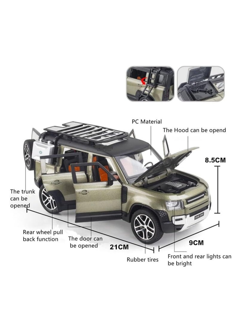 FUSIONPULSE 1:24 Scale Land Rover Defender Toy Cars, Diecast Model Luxury Metal Car Collection, Zinc Alloy Pull Back with Front and Back Lights and Sound, Open Doors  - Image 5
