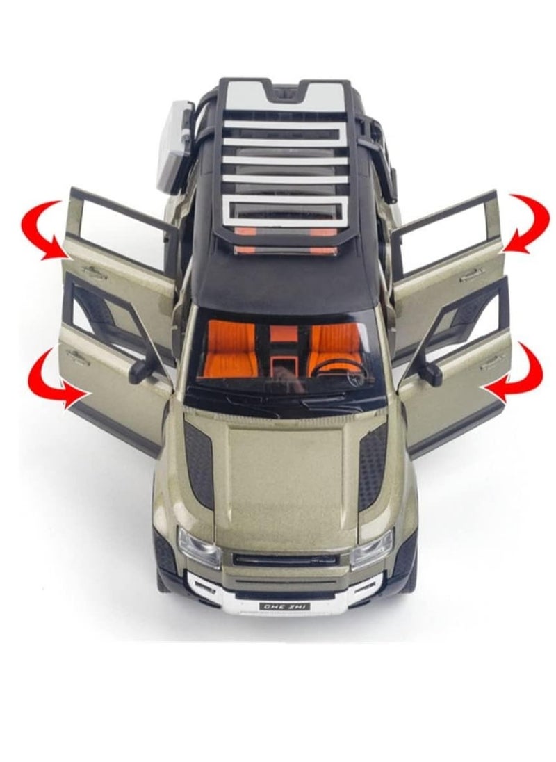 FUSIONPULSE 1:24 Scale Land Rover Defender Toy Cars, Diecast Model Luxury Metal Car Collection, Zinc Alloy Pull Back with Front and Back Lights and Sound, Open Doors  - Image 4