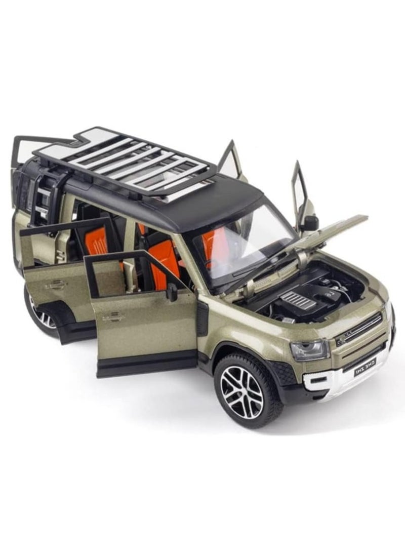 FUSIONPULSE 1:24 Scale Land Rover Defender Toy Cars, Diecast Model Luxury Metal Car Collection, Zinc Alloy Pull Back with Front and Back Lights and Sound, Open Doors  - Image 2