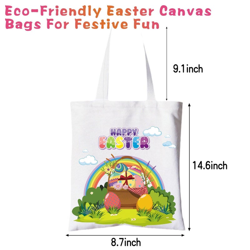 Kiddelo 3 Pack Large Easter Canvas Tote Bags with Handles, Easter Treat Basket Gift Bags for Kids, Baskets Buckets for Egg Hunt Reusable Adults Party Favors and Decorations - Image 2