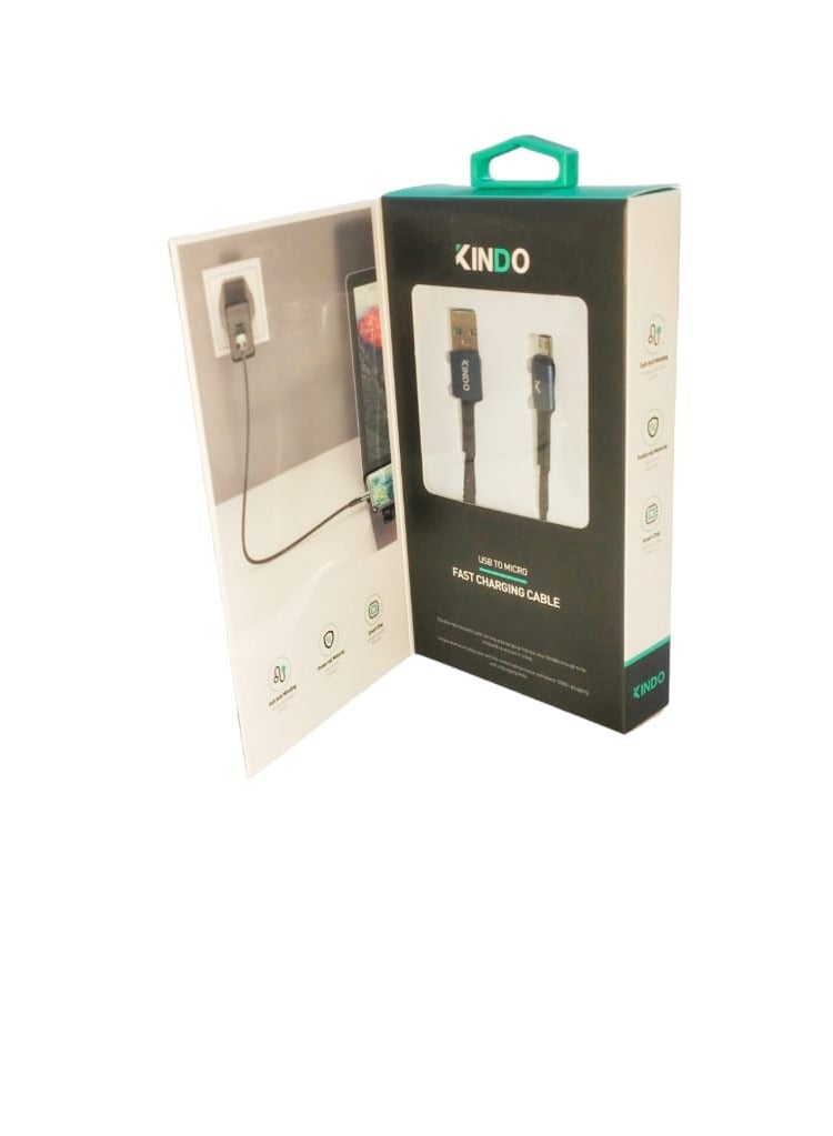 كيندو كابل USB إلى Micro 3.0A سلك شحن سريع مجدول من النايلون. 1000 مللي متر/480 ميجابت في الثانية - Image 2