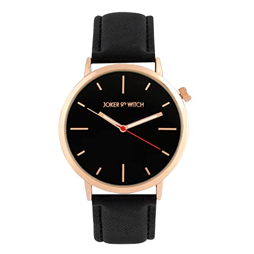 Joker & Witch Manchester 40mm Black Dial 20mm Black Faux Leather Watch for Men - Image 1