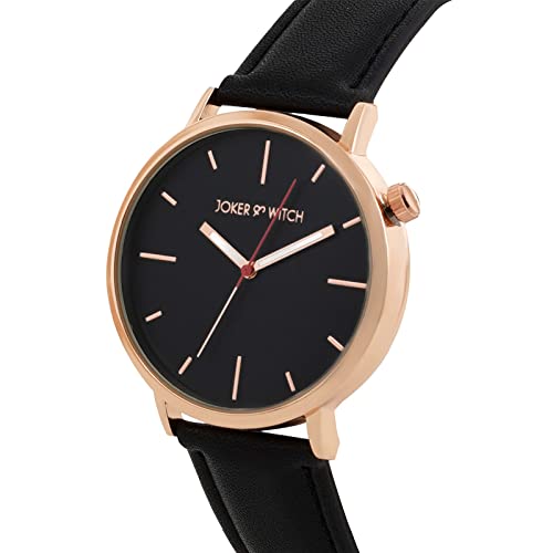 Joker & Witch Manchester 40mm Black Dial 20mm Black Faux Leather Watch for Men - Image 4